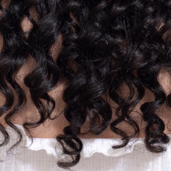 Chemical Fiber Front Lace Black Small Curly Wig - Image 4