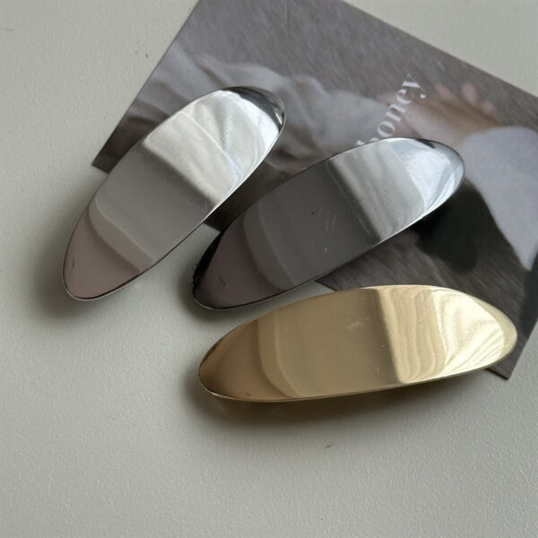 Glossy Metal Oval Duckbill Barrettes - Image 9