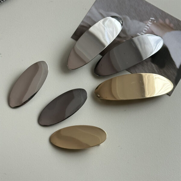 Glossy Metal Oval Duckbill Barrettes - Image 1