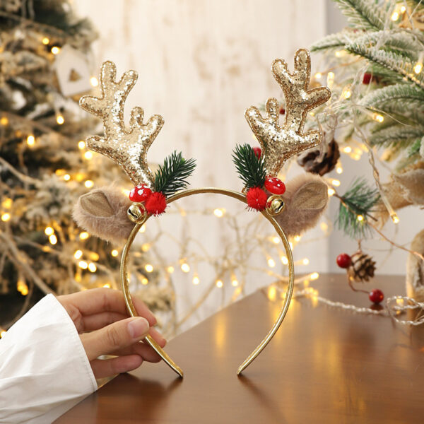 Big Elk Horn Bell Sequined Female Christmas Headband - Image 7