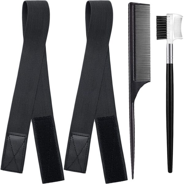 Black Knitted Velcro Adjustable Wig Elastic Band Beauty - Image 4