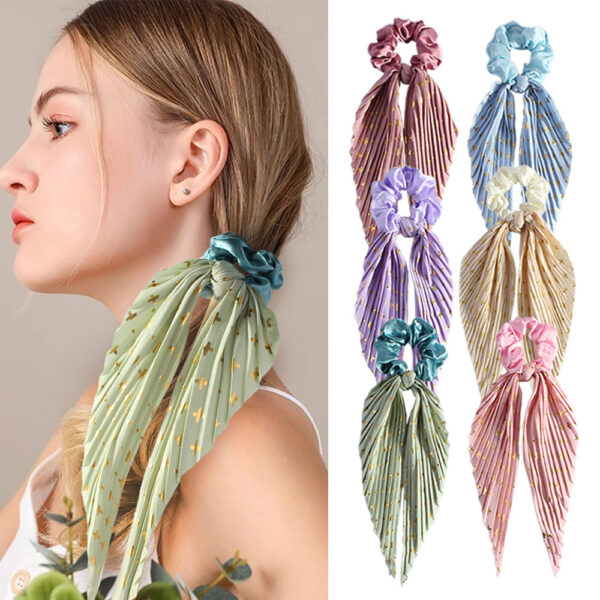 Cute Silk Ponytail Hair Loop Hair Band Hair Accessories Floral Headrope Retro Elastic Printed Hair Rope Women Girl - Image 1