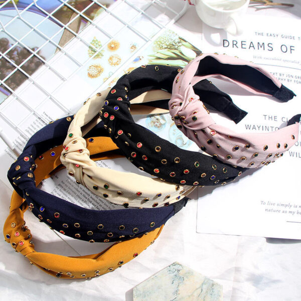 Hot Rhinestone Color Flashing Rhinestone Knotted Headband - Image 4