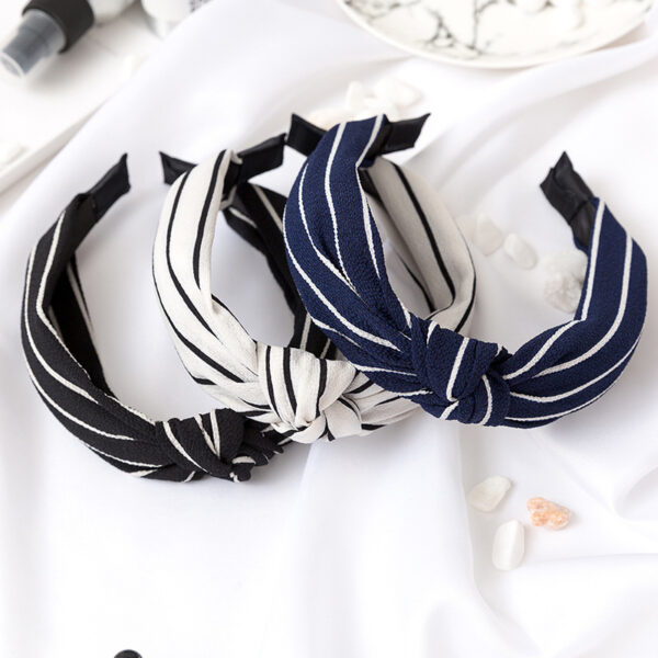 Creative bowknot fabric stripe ladies headband - Image 1