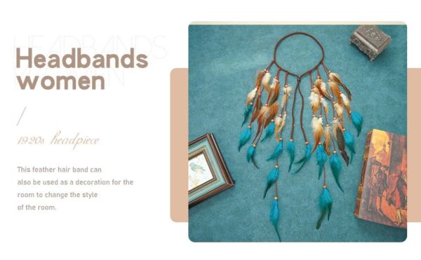 Bohemian Long Two Tone Feather Hair Band Feather Headwear - Image 8