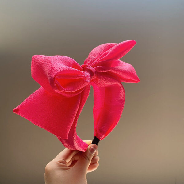 Seersucker Oversized Bow Headband High Sense Wide Brim Hair Accessories - Image 7