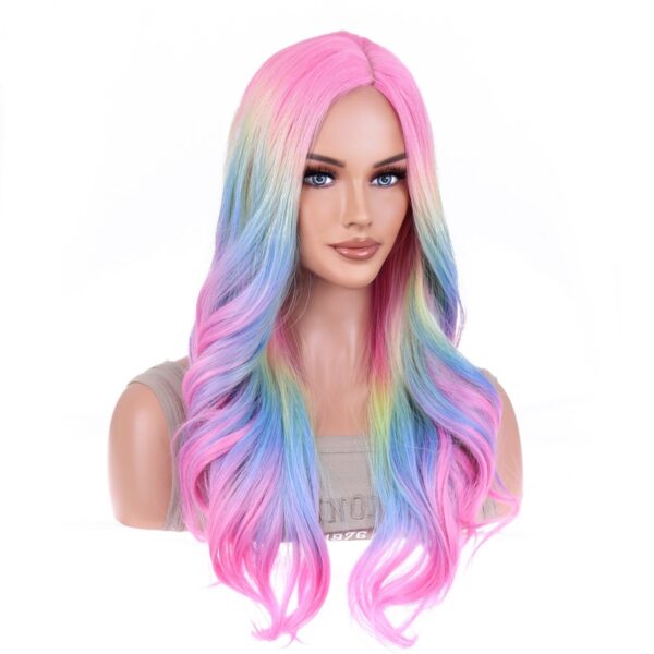 Center-parted Bangs Wig Female Top Pink - Image 3