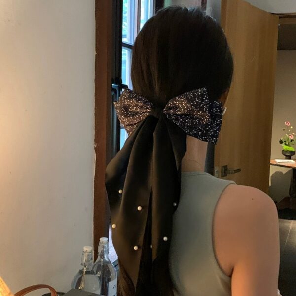 Floral Pearl Bow Headdress Big Hairpin Women - Image 4