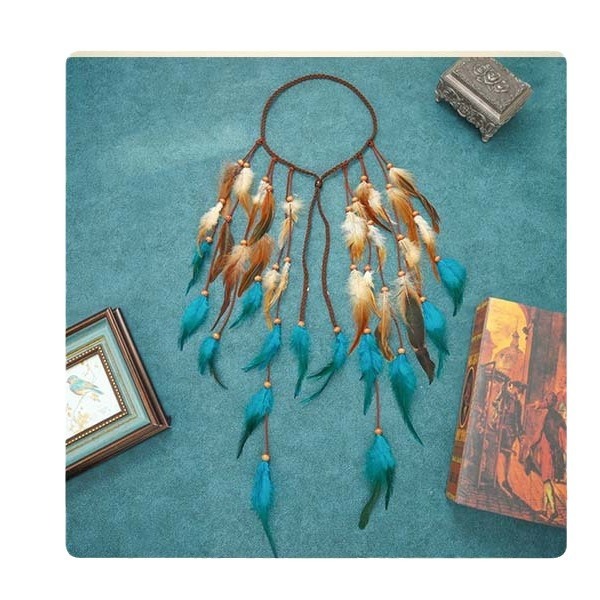 Bohemian Long Two Tone Feather Hair Band Feather Headwear - Image 5