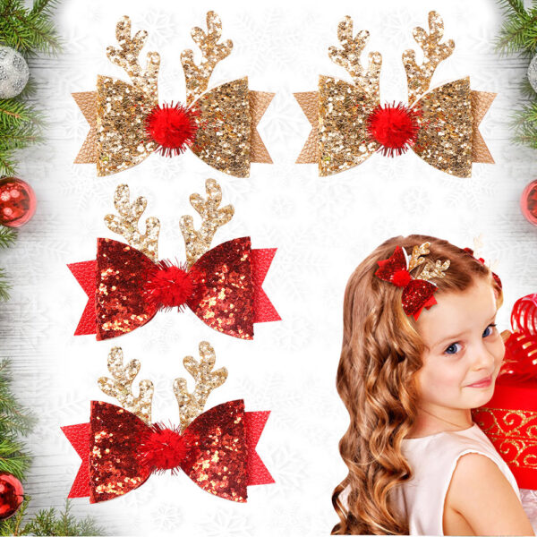 European And American Children Christmas Antlers Barrettes - Image 1