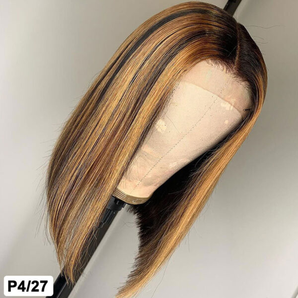 Piano Color Real Hair T Shaped Bob Headgear - Image 2