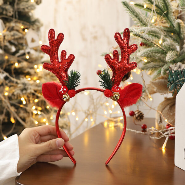 Big Elk Horn Bell Sequined Female Christmas Headband - Image 3