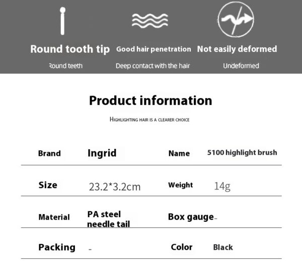 New Oil Head Hair Salon Barber Shop Hairdressing Plastic Pointed Tail With Hook Dyeing Comb - Image 8