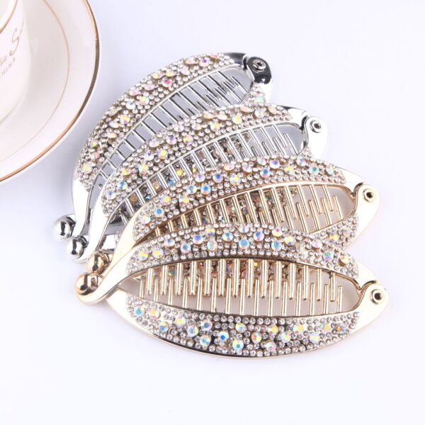Popular Diamond Rhinestone Electroplating Fish Banana Fish-shaped Hair Clip - Image 2