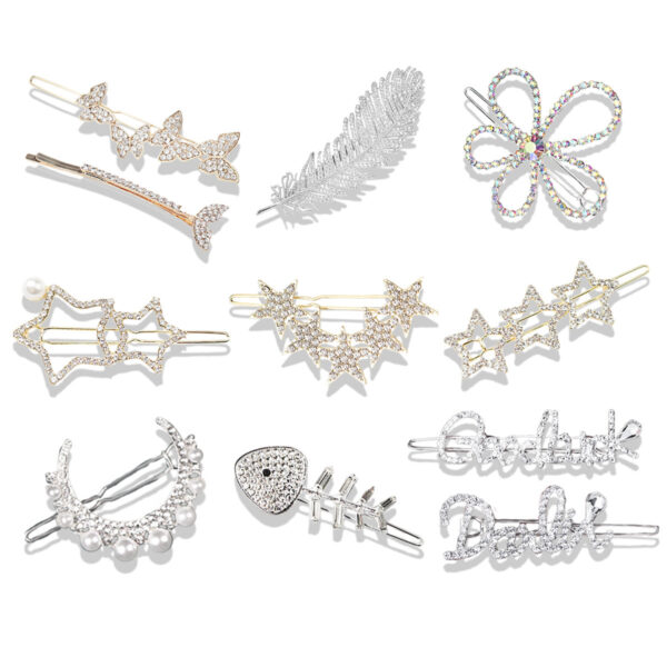 Rhinestone Hairpin Female Alloy Alphabet Star Bangs - Image 1