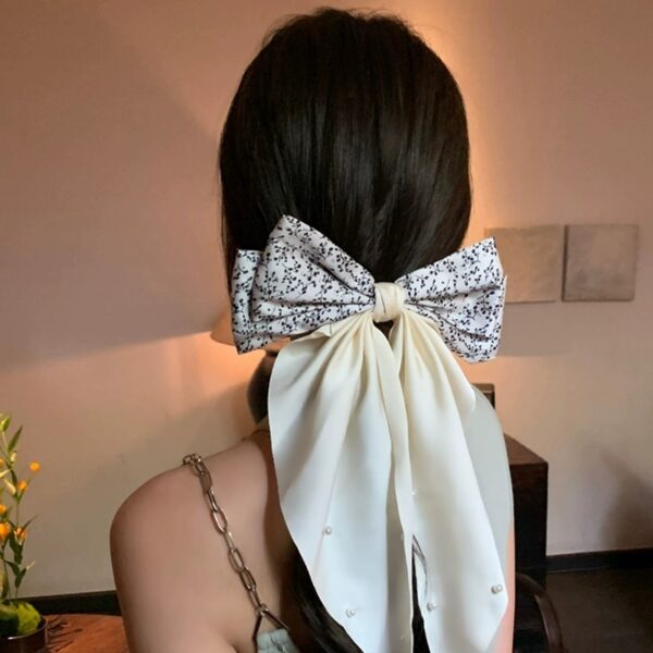 Floral Pearl Bow Headdress Big Hairpin Women - Image 2
