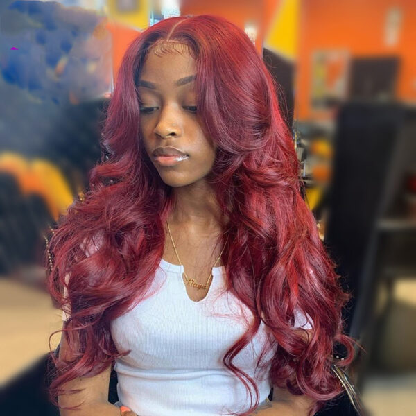 Medium Curly Hair European And American Style Wig Headgear Female Long Curly Hair Wine Red Wig Sheath - Image 3