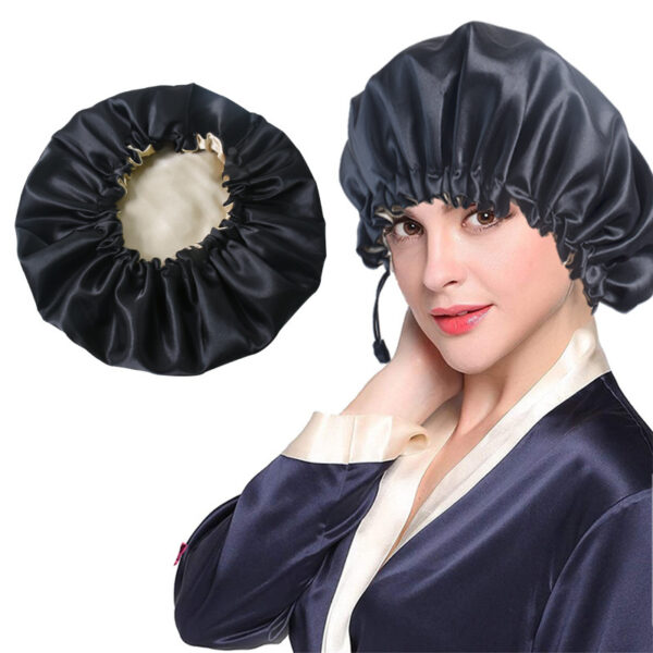 Shower Cap Soft Silk Dual Use Bath Cap Chemotherapy Cap - Image 3