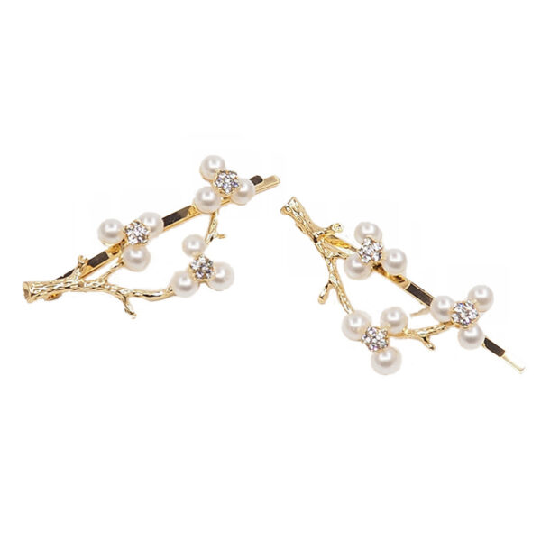Pearl Zircon Plum Blossom Branch Bangs Clip - Image 3