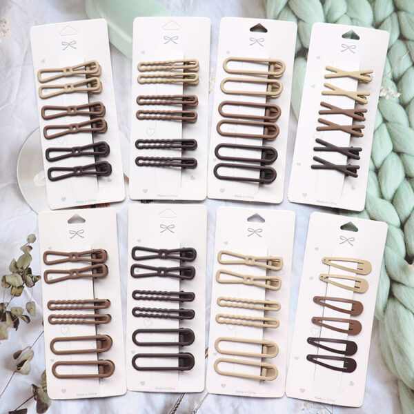 Coffee Color Series Barrettes Girl Side Clip Duckbill Clip Internet Celebrity