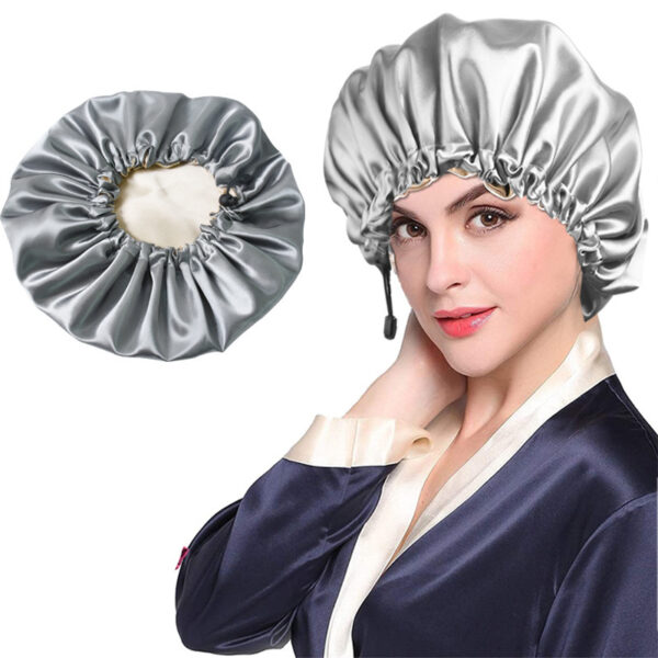 Shower Cap Soft Silk Dual Use Bath Cap Chemotherapy Cap - Image 1