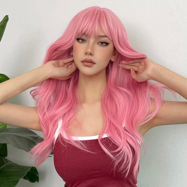 Wig With Full Bangs Long Curly Hair Full Set - Image 1