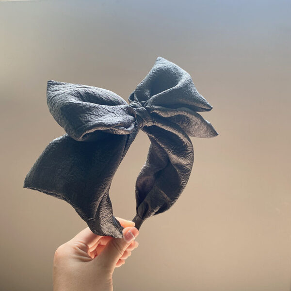 Seersucker Oversized Bow Headband High Sense Wide Brim Hair Accessories - Image 5