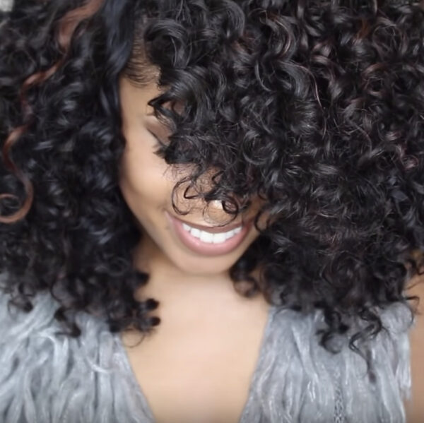 Glueless Curly Full Machine Made Scalp Top Wig With Bangs 180 Density Remy - Image 3