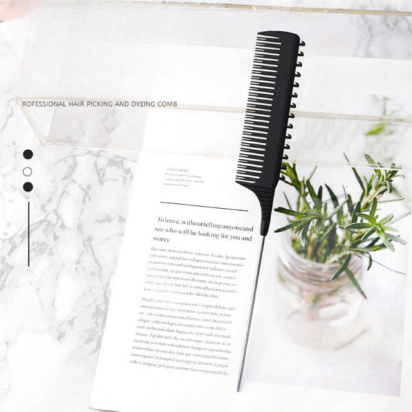 New Oil Head Hair Salon Barber Shop Hairdressing Plastic Pointed Tail With Hook Dyeing Comb - Image 1