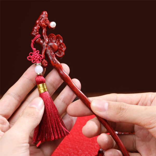 Rosewood Peach Blossom Drunk Hair Wooden Comb Hairpin Gift Set - Image 5
