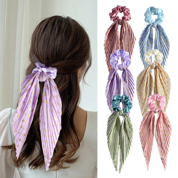 Cute Silk Ponytail Hair Loop Hair Band Hair Accessories Floral Headrope Retro Elastic Printed Hair Rope Women Girl - Image 4