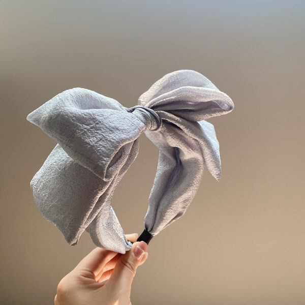 Seersucker Oversized Bow Headband High Sense Wide Brim Hair Accessories - Image 8