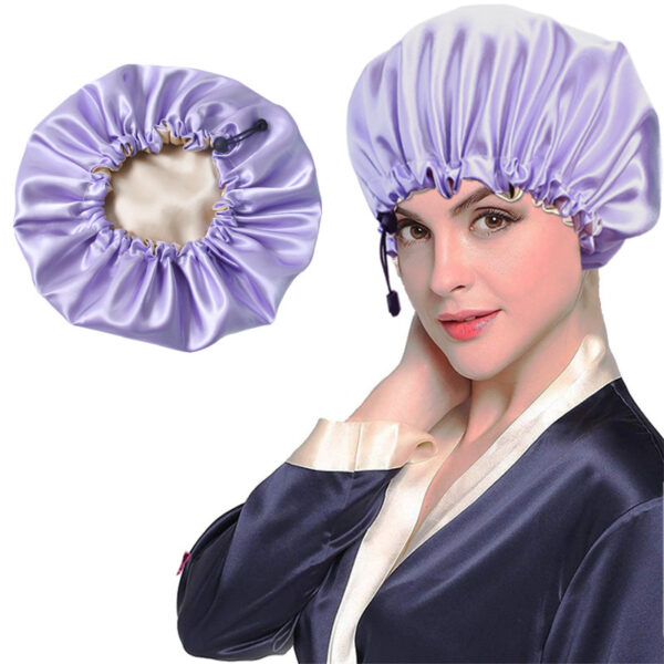 Shower Cap Soft Silk Dual Use Bath Cap Chemotherapy Cap - Image 2