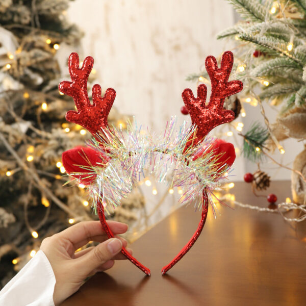 Big Elk Horn Bell Sequined Female Christmas Headband - Image 5