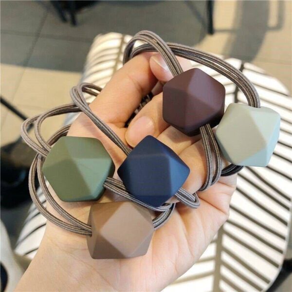 Simple Moradi Color Hair Elastic Band Adult Fashion Temperament Octagonal Beads Hair Ring - Image 1