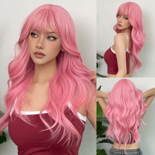 Wig With Full Bangs Long Curly Hair Full Set - Image 2