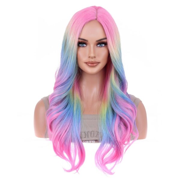 Center-parted Bangs Wig Female Top Pink - Image 1