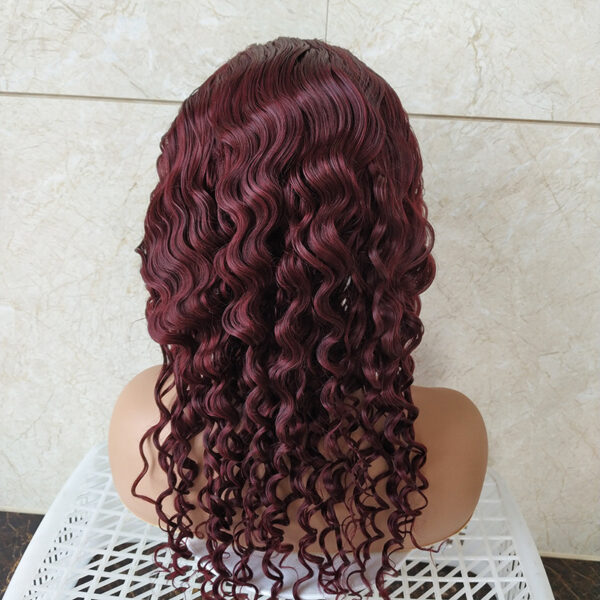 Brazilian Reality Wig Burgundy Lace Headgear 4X4 Loose Wave Lace Wig - Image 4