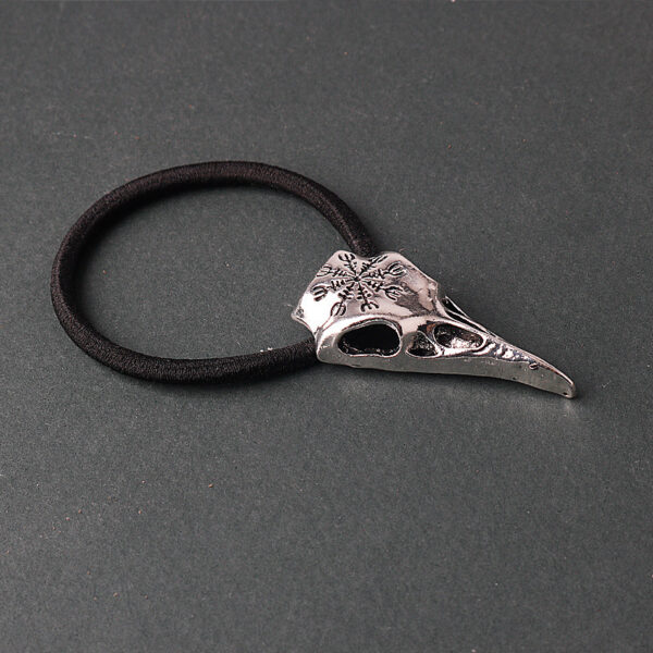 Retro Viking Compass Crow Skull Head Rope - Image 3