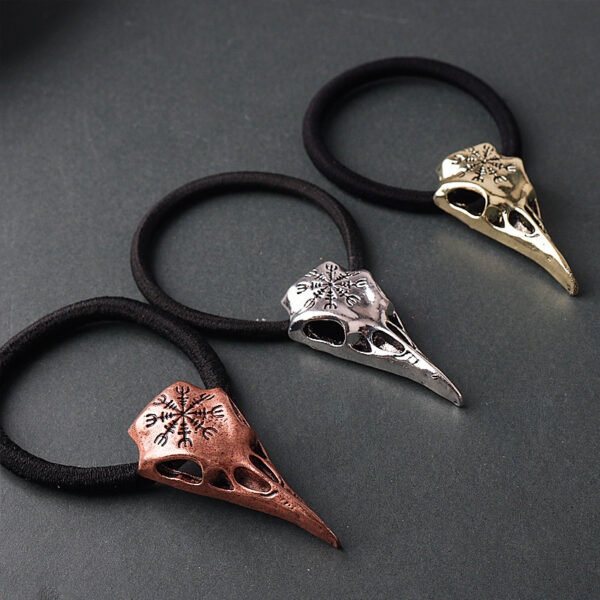 Retro Viking Compass Crow Skull Head Rope - Image 1