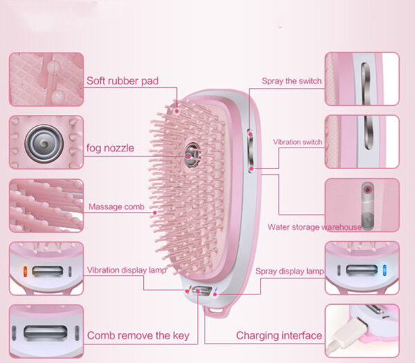 Electric Head Massage Comb Steam Anti Static Hair Care Lithium Battery - Image 2