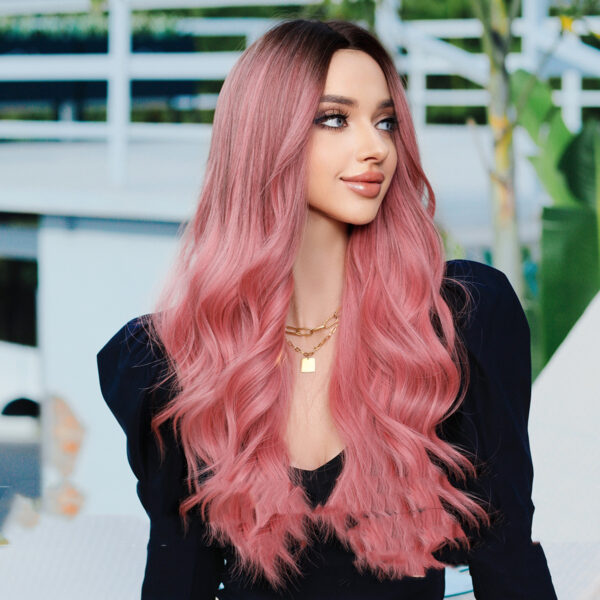 Wig Women's Long Curly Hair Mid-length Head Dyed - Image 1