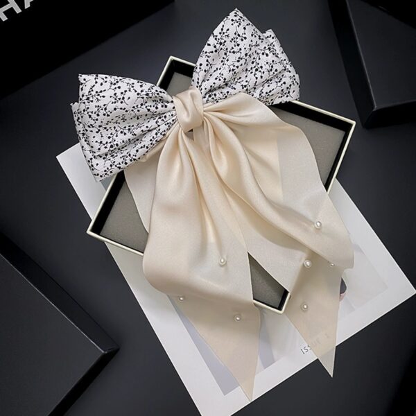 Floral Pearl Bow Headdress Big Hairpin Women - Image 3