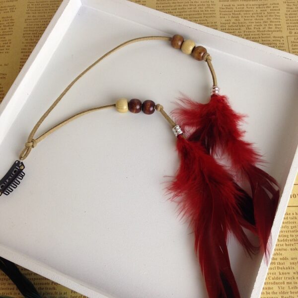 Indian Feather Tassel Hair Piece - Image 4