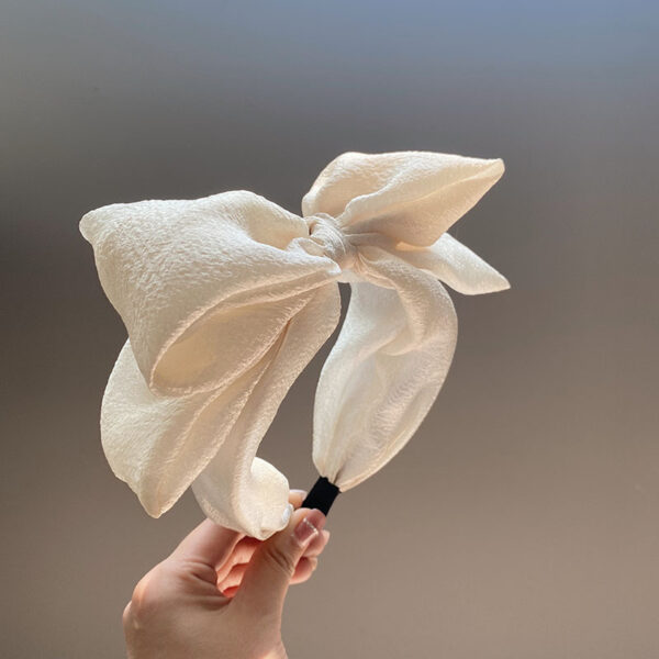 Seersucker Oversized Bow Headband High Sense Wide Brim Hair Accessories - Image 6