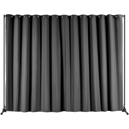 Room Divider, 8 Ft X 10 Ft Portable Panel Room Divider With Wheels Curtain Divider Stand, Room Divider Privacy Screen For Office, Bedroom, Dining Room, Study, Light Grey - Image 1