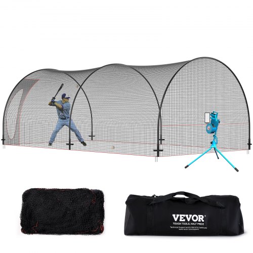 Baseball Batting Cage, Softball and Baseball Batting Cage Net and Frame, Practice Portable Cage Net with Carry Bag, Heavy Duty Enclosed Pitching Cage, for Backyard Batting Hitting Training, 22FT - Image 1