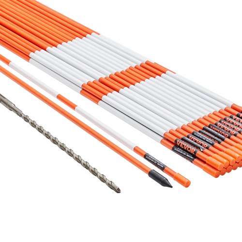 Driveway Markers, 30 PCS 48 inch, 0.31 inch Diameter, Orange Fiberglass Poles Snow Stakes with Reflective Tape, 12" Steel Drill Bit & Protection Gloves for Parking Lots, Walkways Easy Visibility - Image 1