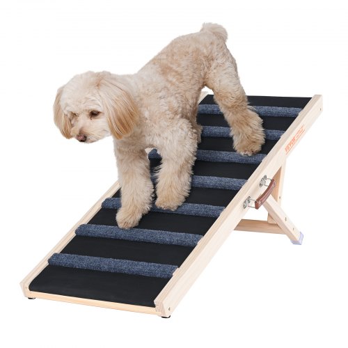 Dog Ramp, Folding Pet Ramp for Bed, Adjustable Dog Ramp for Small, Large, Old Dogs & Cats, Wooden Pet Ramp with 39.3" Long Ramp, Adjustable from 15" to 22", Suitable for Couch, Sofa, Car - Image 1
