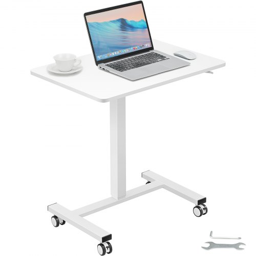 Mobile Standing Desk, 28" 44" Gas Spring Height Adjustable Sit Stand Desk, 4 360?? Swivel Wheels (2 Lockable) Portable Rolling Laptop Table Computer Cart For Home Office School, 40Lbs Loading - Image 1